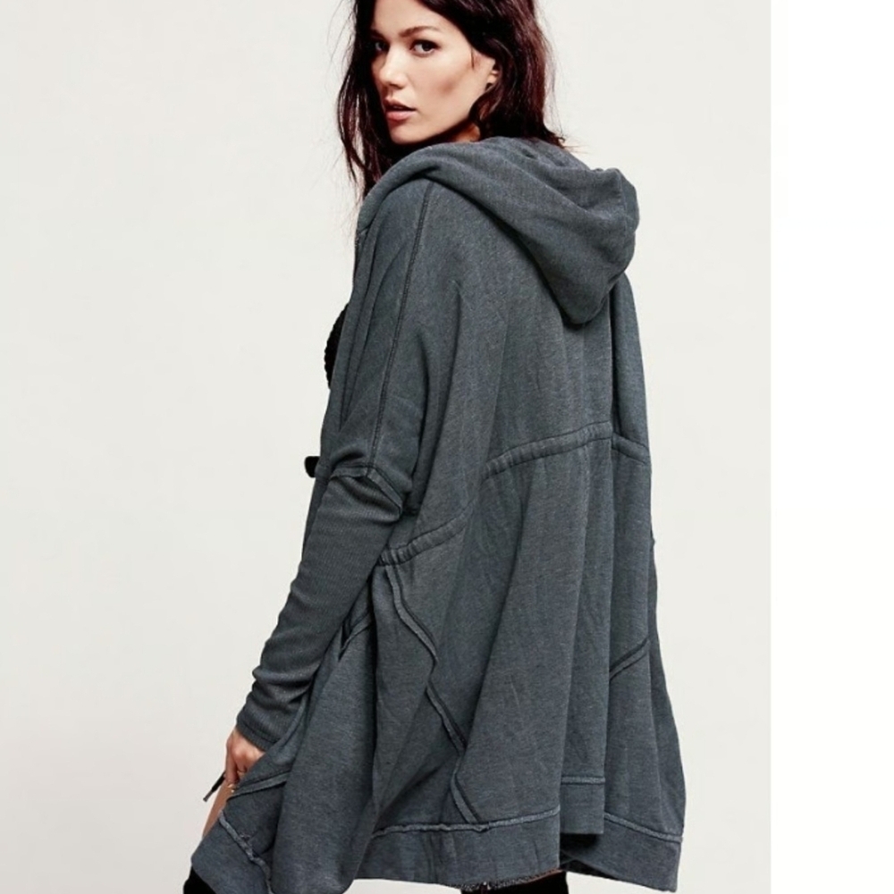 FP Movement by Free People Gray Oversized  Hooded Cardigan Size M/L